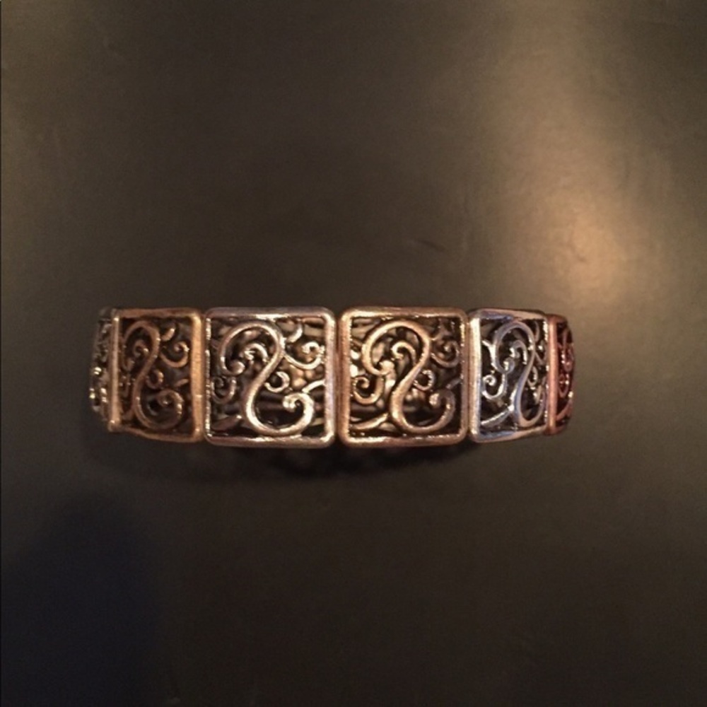 Silver, goldtone & copper bracelet